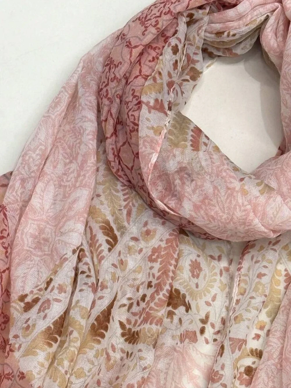 Baby Pink Floral & Tassel Lightweight Scarf - Women Accessories